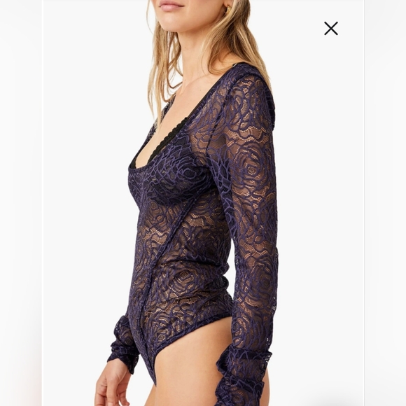 Free People in my head Navy Coat lace body suit size S NWT - Picture 5 of 8
